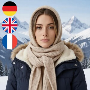 Sophie Hood Strickanleitung - Kapuzenschal PDF Einfaches Strickmuster in kraus rechts