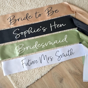 Personalised Bridesmaid Sash, Custom Party Sashes, Hen Party Weekend ...