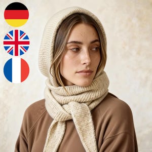 Sophie Hood Strickanleitung - Kapuzenschal PDF Einfaches Strickmuster in kraus rechts