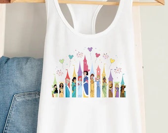 Disney Princess Castle Tank Top, Disney Vacation Racerback, Disney Princesses Squad Tank Tops, Disney Girls Trip Tank Top, Princess Birthday