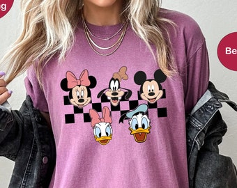 Checkered Disney Shirt, Mickey And Friends Shirt, Matching Disney Trip Shirt, Minnie Comfort Colors Disneyland Shirt, Disney Character Shirt