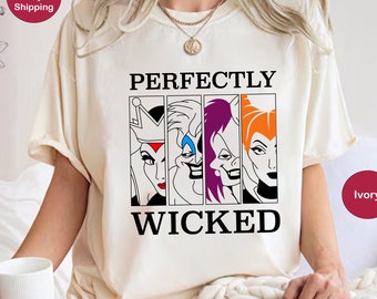 Comfort Colors Perfectly Wicked Shirt, Disney Halloween Shirt, Disney Spooky Tee, Halloween Horror Tee, Disney Villains Tee, Halloween Party
