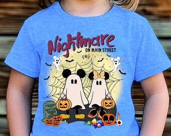 Vintage Mickey Minnie Ghost Halloween Shirt, Nightmare On The Main Street, Disney Halloween Shirt, Retro Mickey Ghost Shirt, Cute Fall Shirt