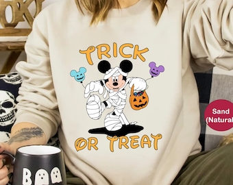 Disney Mickey Mouse Mummy With Pumpkin Basket Sweatshirt, Disney Trick or Treat Hoodie, Disney Halloween Sweater, Mickeys Not So Scary Party