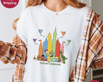 Chemise Toy Story Château Disney, chemise Disney, chemise Vous avez un ami en moi, chemise personnages Toy Story, chemise Toy Story, chemise voyage Disney