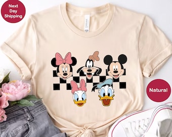 Checkered Disney Shirt, Mickey And Friends Shirt, Matching Disney Trip Shirts, Disneyland Shirt, Disney Characters Tee, Disney Family Shirts