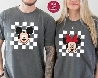 Checkered Disney T-Shirt, Mickey And Friends, Matching Trip Shirts, Comfort Characters Tee, Disneyland Custom Shirt, Fun Matching Trip Shirt
