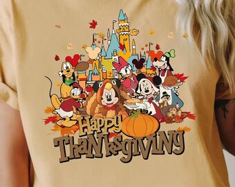 Disney Characters Happy Thanksgiving Shirt, Disney Thanksgiving Shirt, Happy Thanksgiving Shirt, Family Disney Fall Vibes Shirt,Disney Youth
