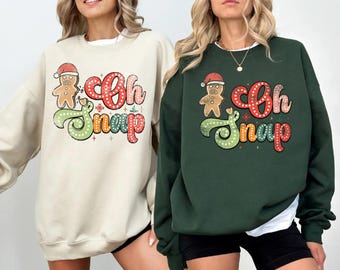Oh Snap Gingerbread Sweatshirt, Retro Christmas Sweatshirts, Christmas Cookie Hoodie, Sparkly Christmas Crewneck, Funny Xmas Gingerbread Tee