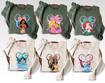Disney Princess Sweatshirt, Custom Disney Vacation Sweater, Disney Princesses Squad Hoodie, Disney Girls Trip, Princess Birthday Sweatshirts