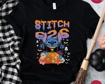 Halloween Stitch Shirt, Disney Stitch Tee, Stitch and Angel Matching Halloween Tee, Spooky Stitch Tee, Kids Halloween Stitch Tee, Family Tee