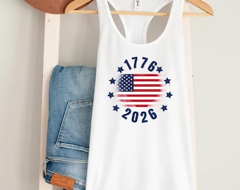 Made in America Tank Top, Patriotic USA Flag Racerback, America 250th Anniversary Tee, Patriotic Gift, 4th of July Tee, Independence Day Top