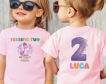 Custom Three Rex Girl/Boy Dinosaur Birthday Shirt, Terrific Two Birthday Shirt, Girl Dinosaur Birthday Shirt, Roar Six Tee, Boy Dinosaur Tee