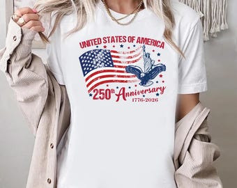 America 250th Anniversary Shirt, Patriotic Eagle Tee, Distressed 4th Of July Top, American Flag Shirt, Patriotic Gifts, Independence Day Top