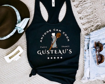 Anyone Can Cook Racerback Tank Top, Ratatouille Tank Tops, Disney Remy Tank Top, Remy Paris Checkerboard Racerback, Disney Cook Lovers Gifts