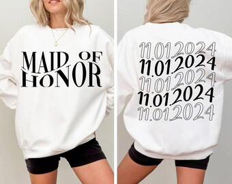 Maid of Honor Sweatshirt, Custom Bridesmaid Sweater, Maid of Honor Gift, Bridesmaid Gifts,Personalized Wedding Party Hoodie,Bridal Party Tee