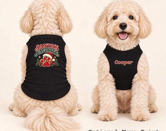 Christmas Dog Shirt, Santa’s Favorite, Cookie Inspector, Dear Santa Design, Custom Name Dog Tank Top, Holiday Pet Outfit, Xmas Gift for Dogs