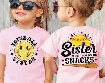 I'm Just Here for the Snacks Softball Sister Shirt, Softball Season Tee, Sports Fan Tee, Softball Sister Gift, Softball Snack Tee,Kids Shirt
