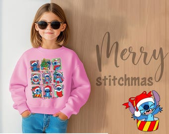 Christmas Disneyworld Stitch Kids Birthday Sweatshirt, Birthday Girl Youth Sweater, Birthday Boy Hoodie, Xmas Stitch Girl Tee, Stitch Custom