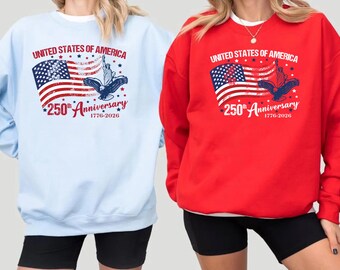 America 250th Anniversary Sweatshirt, Patriotic Eagle Tee, Distressed 4th Of July Hoodie, American Flag Shirt, Patriotic Gifts, Independence