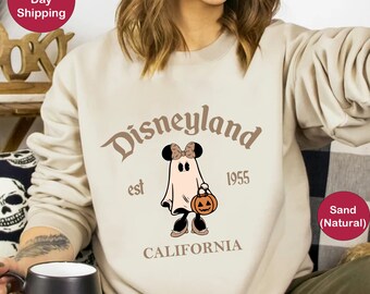 Disneyland Halloween Ghost Sweatshirt, Mickey Ghost Minnie Ghost Sweatshirt, Disneyland Halloween Couple Sweatshirt, Halloween Disney Hoodie