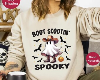 Boot Scootin Spooky Shirt, Cute Spooky Tee, Halloween Sweatshirt, Halloween Shirt, Cowboy Ghost Shirt, Western Halloween, Gift For Halloween