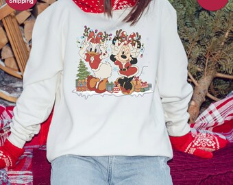 Disney Stitch Christmas Sweatshirt, Stitch Santa Hat Christmas Gift, Christmas Disney Hoodie, Family Matching Disneyland Vacation Sweatshirt