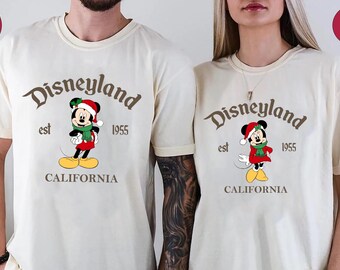 Comfort Colors Disney Couples Mickey And Minnie Christmas T-Shirt, Mickey's Very Merry Xmas Party, Disneyland Vacation, Disneyland Christmas