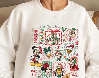 Retro Coquette Bow Disney Castle Christmas Sweatshirt, Magic Kingdom Hoodie, Mickey's Very Merry Christmas Party Top,Family Holiday Matching