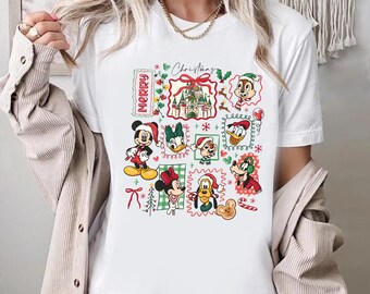 Retro Coquette Bow Disney Castle Christmas Shirt, Magic Kingdom T-shirt, Mickey's Very Merry Christmas Party Shirt, Mickey And Friends Gift