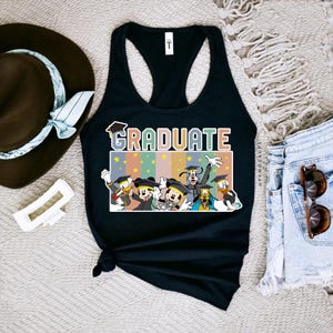 Graduate Mickey And Friends Racerback, Disney Graduation 2024 Tank Top, Graduate Mickey Tank Top, Gifts For Grad, Disney Grad Trip Racerback