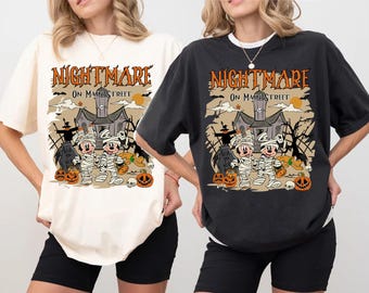 Vintage Mickey Minnie Ghost Halloween Shirt, Nightmare On The Main Street, Disney Halloween Shirt, Retro Mickey Ghost Shirt, Cute Fall Shirt