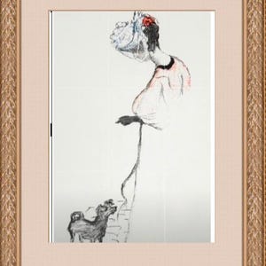 Le Salon des Cent poster (1894) by Pierre Bonnard-French Art Nouveau Print/Vintage exhibition Lithograph/Minimalist Dog & Woman Illustration