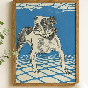 Vintage Bulldog Art postcard (c.1905-1915) by Moriz Jung/Wiener Werkstatte Expressionism/Austrian artist/Antique Canine Ephemera/Wall  Art
