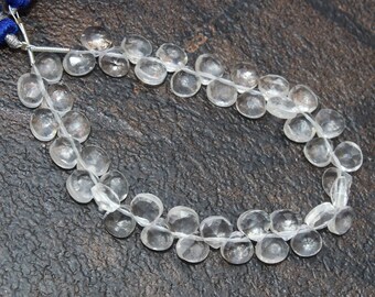 Natural Rock Crystal Quartz Faceted Heart Briolettes - 45 Pcs 6-7mm - Semiprecious Gemstone - DIY Jewelry Making Beads - Wire Wrapping Beads