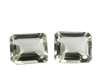 2Pcs 12x10mm AAA Natural Green Amethyst Rectangle Cut Loose Gemstones, Semi Precious Faceted Gemstone, DIY Jewelry Making, Matched Pair CS13