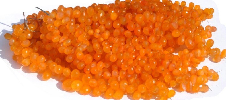Wire Warpping Beads Loose Gemstone DIY Jewelry Making Beads Beading 27 Pcs 9x6-12x9mm Orange Chalcedony Faceted Teardrop Briolettes