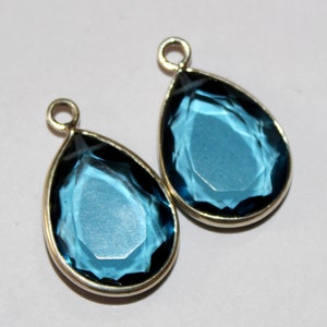 1 Pc 21x15 mm London Blue Quartz Bezel Set Pear Gemstone Pendant, Gemstone Charm, Connector, Single or Double Loop Pendant BSP19