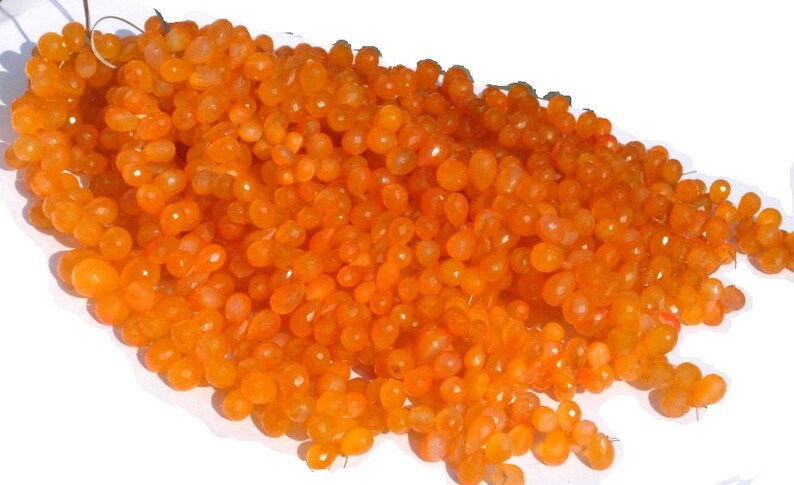 Wire Warpping Beads Loose Gemstone DIY Jewelry Making Beads Beading 27 Pcs 9x6-12x9mm Orange Chalcedony Faceted Teardrop Briolettes