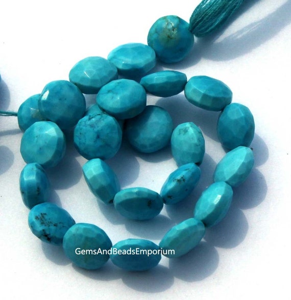 8 9mm Howlite Turquoise Faceted Coin Briolettes 9mm Turquoise Faceted Coin Beads Wholesale Gemstone Beads December Birthstone EB08