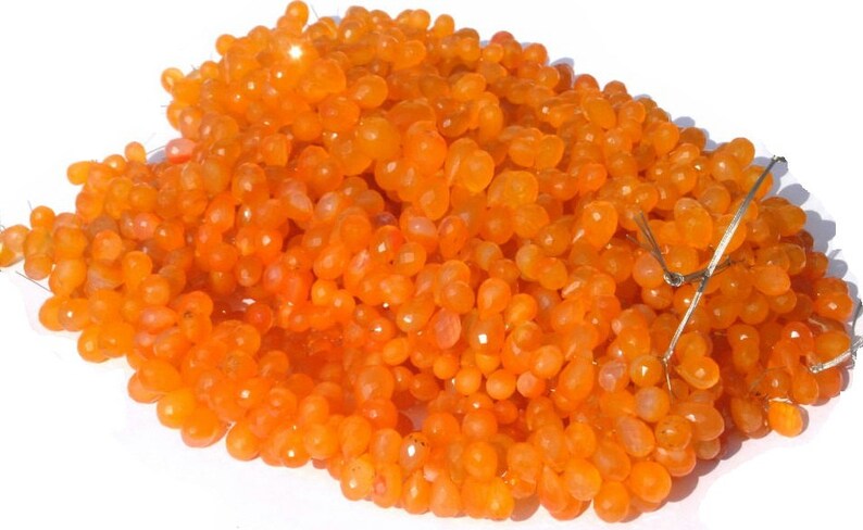 Wire Warpping Beads Loose Gemstone DIY Jewelry Making Beads Beading 27 Pcs 9x6-12x9mm Orange Chalcedony Faceted Teardrop Briolettes