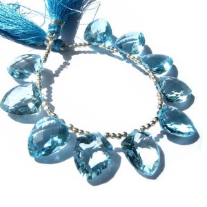 4 Pcs 18x14mm Aqua Quartz Faceted Fancy Briolettes - Loose Briolettes - DIY Jewelry Making Beads - Wire Wrapping Beads - Earrings Pair