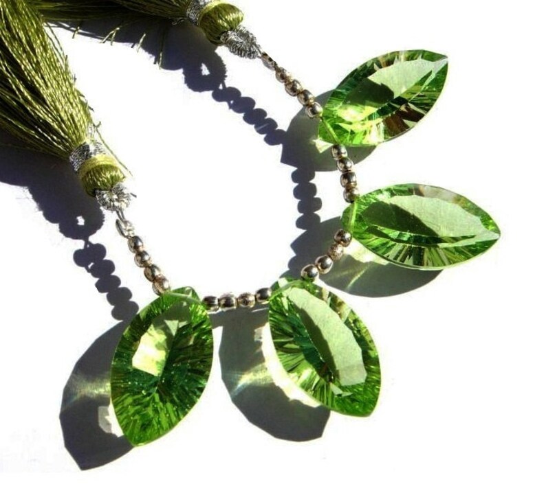 DIY Jewelry Making Beads Wire Wrapping Beads Loose Gemstone 4 Pcs 20x12mm AAA Peridot Green Quartz Concave Cut Marquise Briolettes