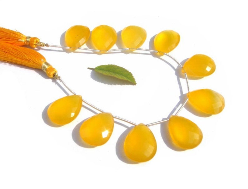 Jewelry Making Wire Wrapping 5Pcs 21x16mm AAA Yellow Chalcedony Faceted Pear Briolettes Earrings Pair Semiprecious Gemstone Beads