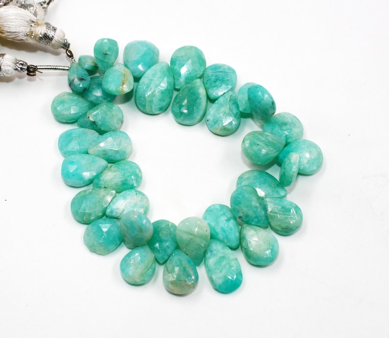 8x6-15x12mm Natural Amazonite Beads Wholesale Gemstone Beads Semi Precious Gemstone Beads 6 Natural Amazonite Faceted Pear Briolettes