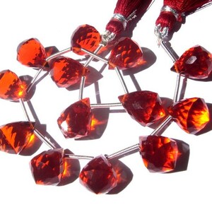 14 Pcs 14x10mm Orange Quartz Faceted Fancy Chandelier Briolettes - Loose Gemstone Beads - Match Pair - Focal Pendant - DIY Jewelry Making