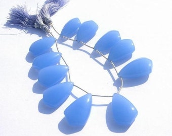 Ice Blue Chalcedony Smooth Fancy Briolettes - 6 Pcs 24x14- 25x15mm - Perles de pierres précieuses en vrac - Bijoux diy Jewelry Making Beads - Wire Wrapping Beads