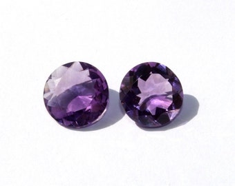 Natural Purple Amethyst - 2 Pcs 12mm - Faceted Round Shape Loose Gemstone - Semi Precious Gemstone - DIY Jewelry Making - Matched Pair NG02