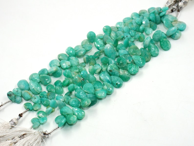 8x6-15x12mm Natural Amazonite Beads Wholesale Gemstone Beads Semi Precious Gemstone Beads 6 Natural Amazonite Faceted Pear Briolettes