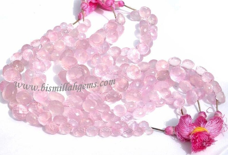 DIY Jewelry making Wire Wrapping Semiprecious Gemstone Beads 22Pcs 7-10 mm Natural Rose Quartz Micro Faceted Onion Briolettes